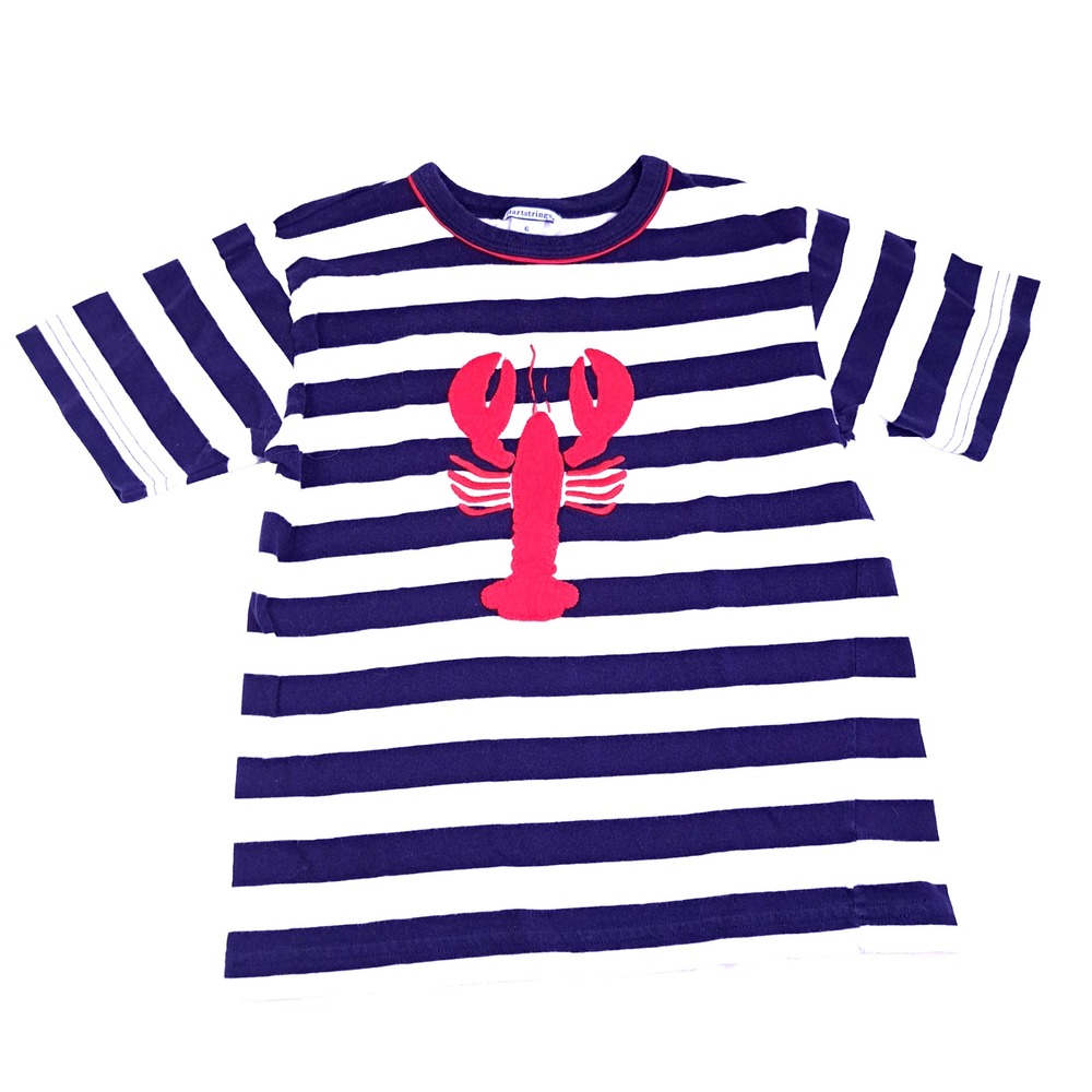 Hartstrings Boys 6 T-shirt Lobster Striped Preppy Coastal Beach Made in Peru